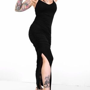 Foxblood Snatched Black Maxi Dress, Size M